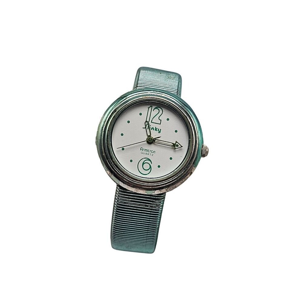 Vintage Slinky Armitron Green Wristwatch With Stainless Steel Back